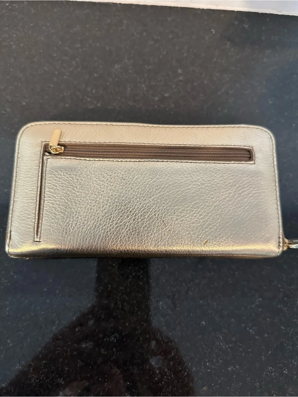 Fossil Metallic Gold Zip-Around Wallet